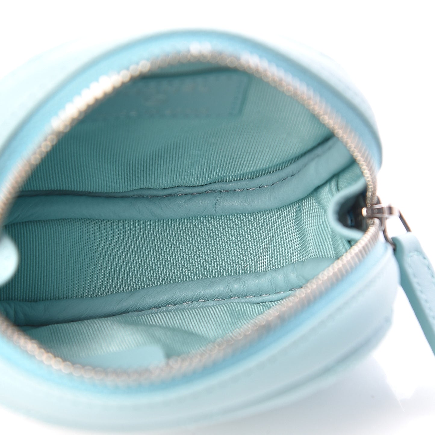Lambskin Quilted Zip Around Classic Coin Purse Light Blue