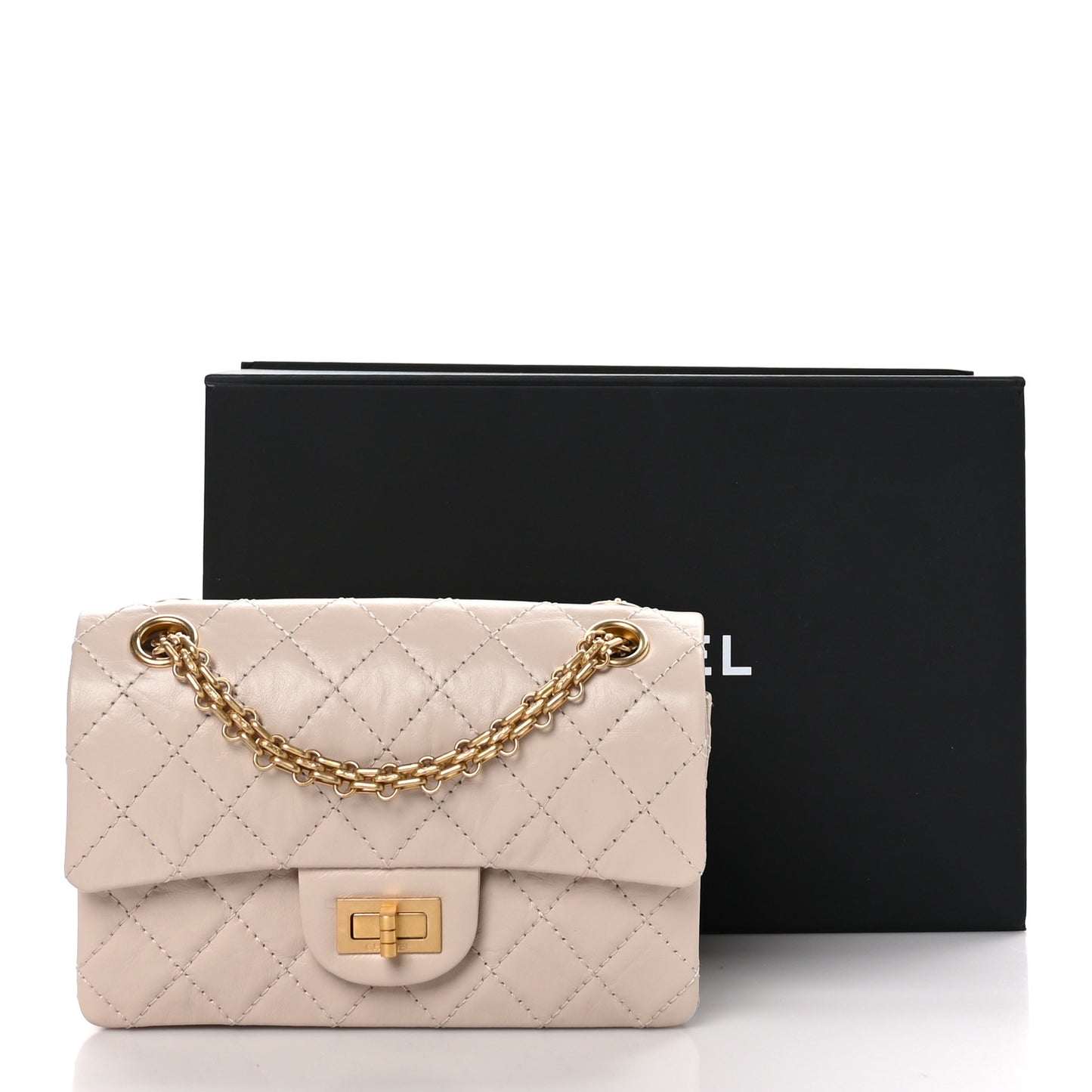 Aged Calfskin Quilted 2.55 Reissue Mini Flap Ecru