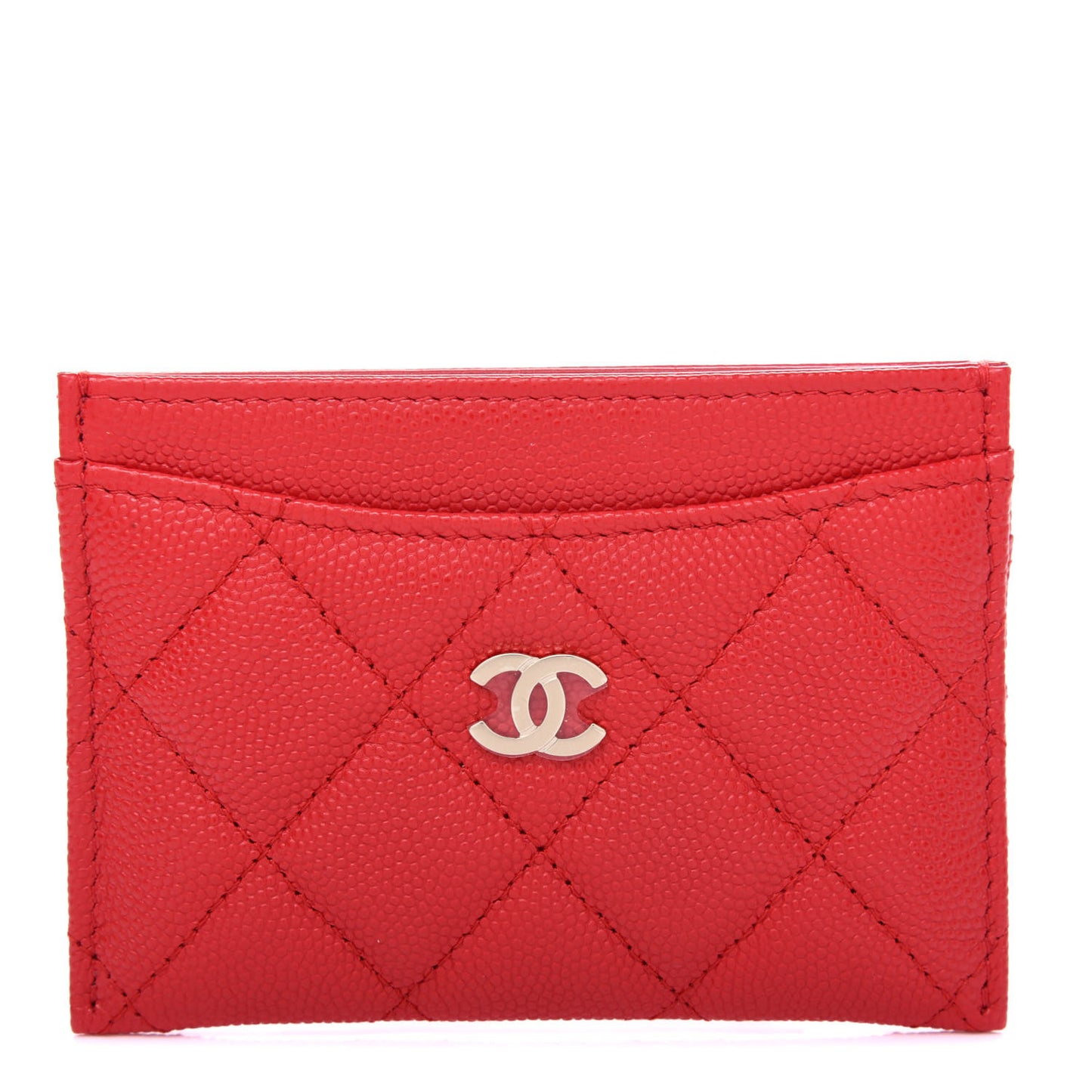 Caviar Quilted Card Holder Red