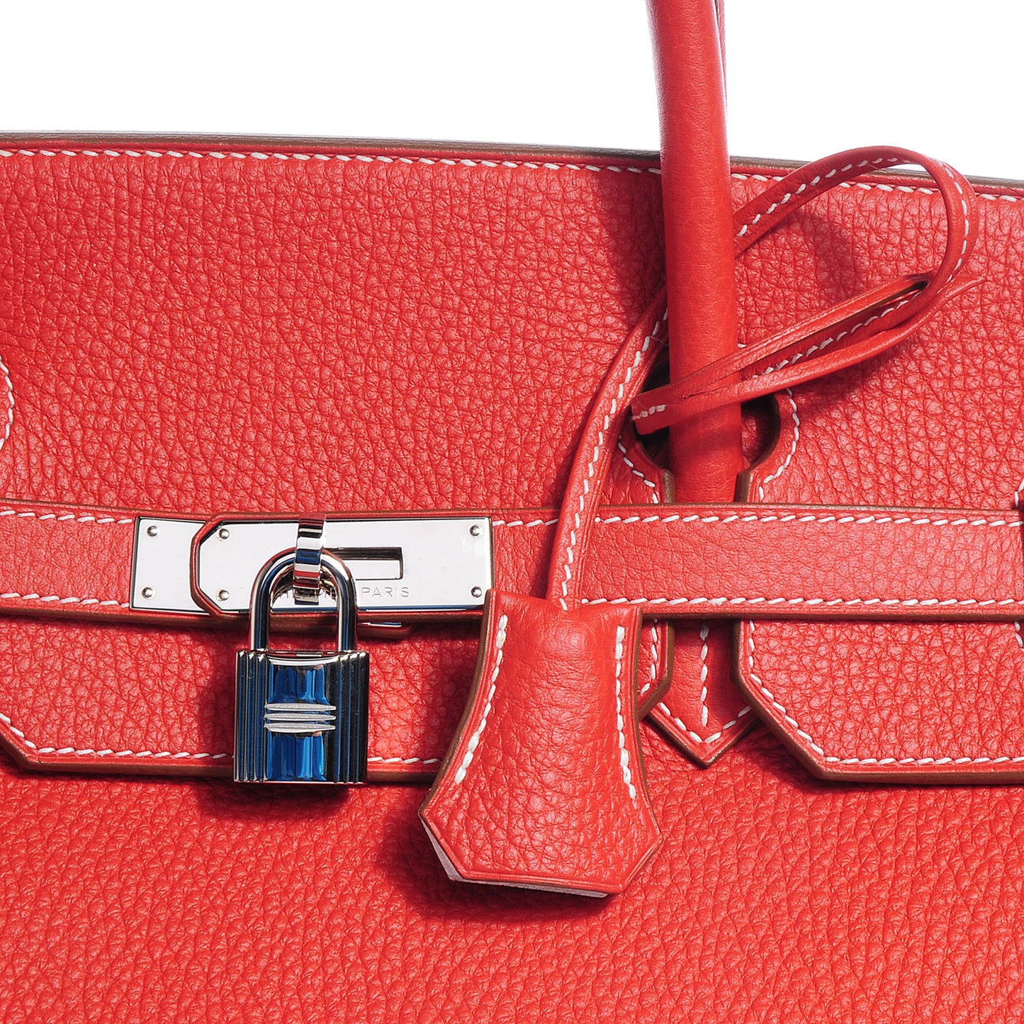 Taurillon Clemence Eclat Birkin 40 Sanguine White
