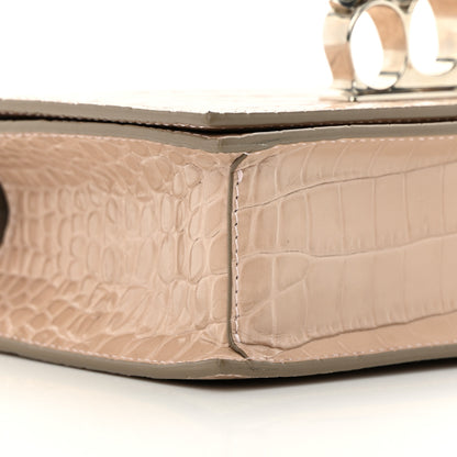 Alexander McQueen Shiny Crocodile Embossed Jeweled Satchel Sand 8 of 12