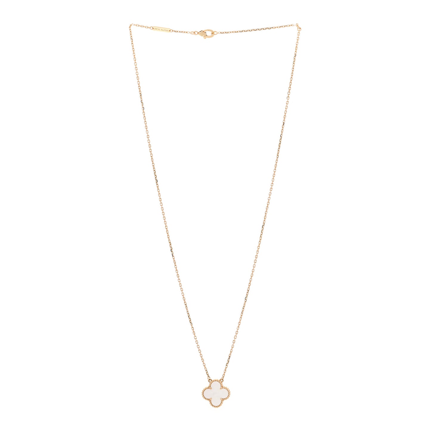 18K Yellow Gold Mother of Pearl Vintage Alhambra Pendant Necklace