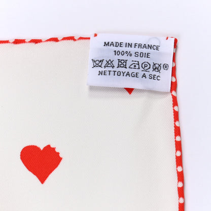 Hermes Silk Tea Time Scarf 70 White Framboise Rouge 6 of 6