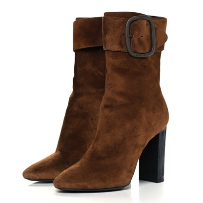 Saint Laurent Suede Joplin Buckle Booties 36.5 Land 3 of 10