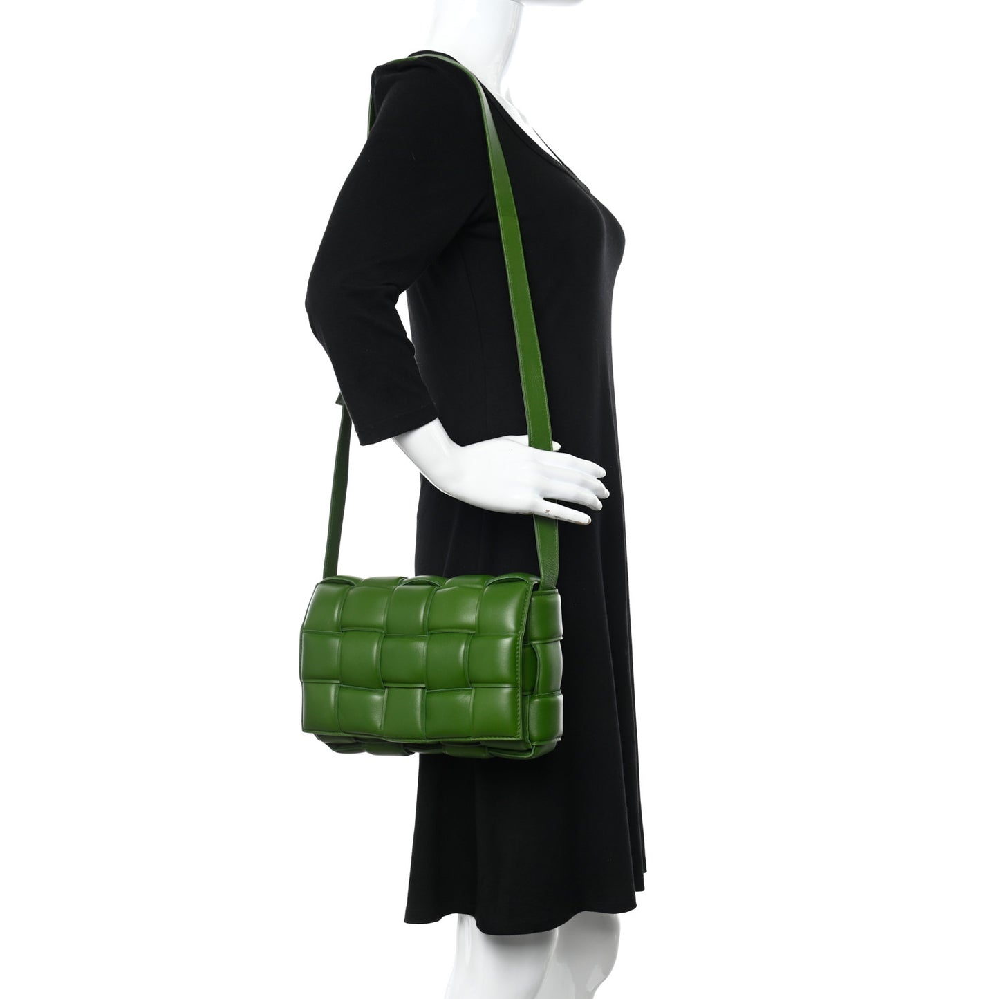 Nappa Maxi Intreccio Padded Cassette Crossbody Bag Avocado