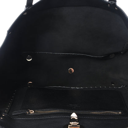 Valentino Garavani Alce Printed Calfskin Medium Rockstud Tote Black 6 of 8