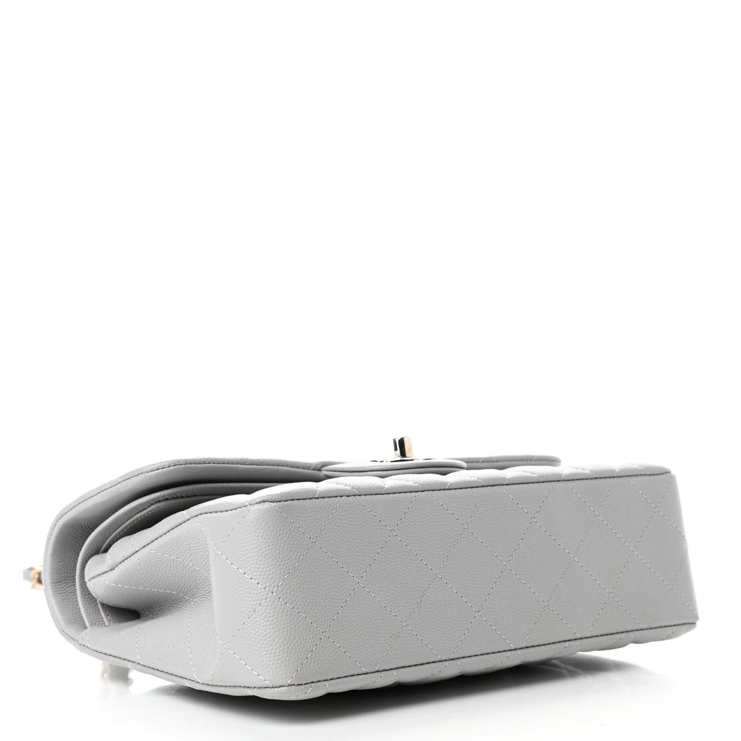 Caviar Quilted Small Double Flap Grey