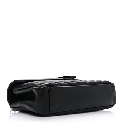 Saint Laurent Sheepskin Matelasse Chevron Monogram Monochrome Medium College Bag Black 4 of 10