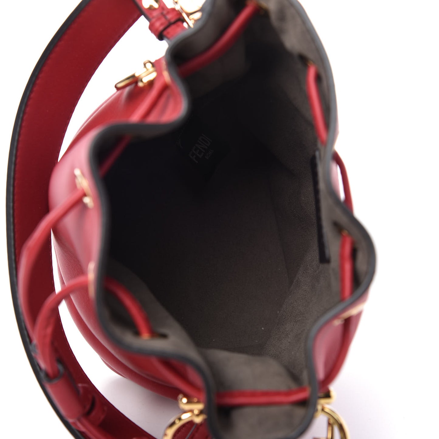 Vitello Century F is Fendi Eyebrow Monster Eyes Embossed Mini Mon Tresor Bucket Bag Fragola