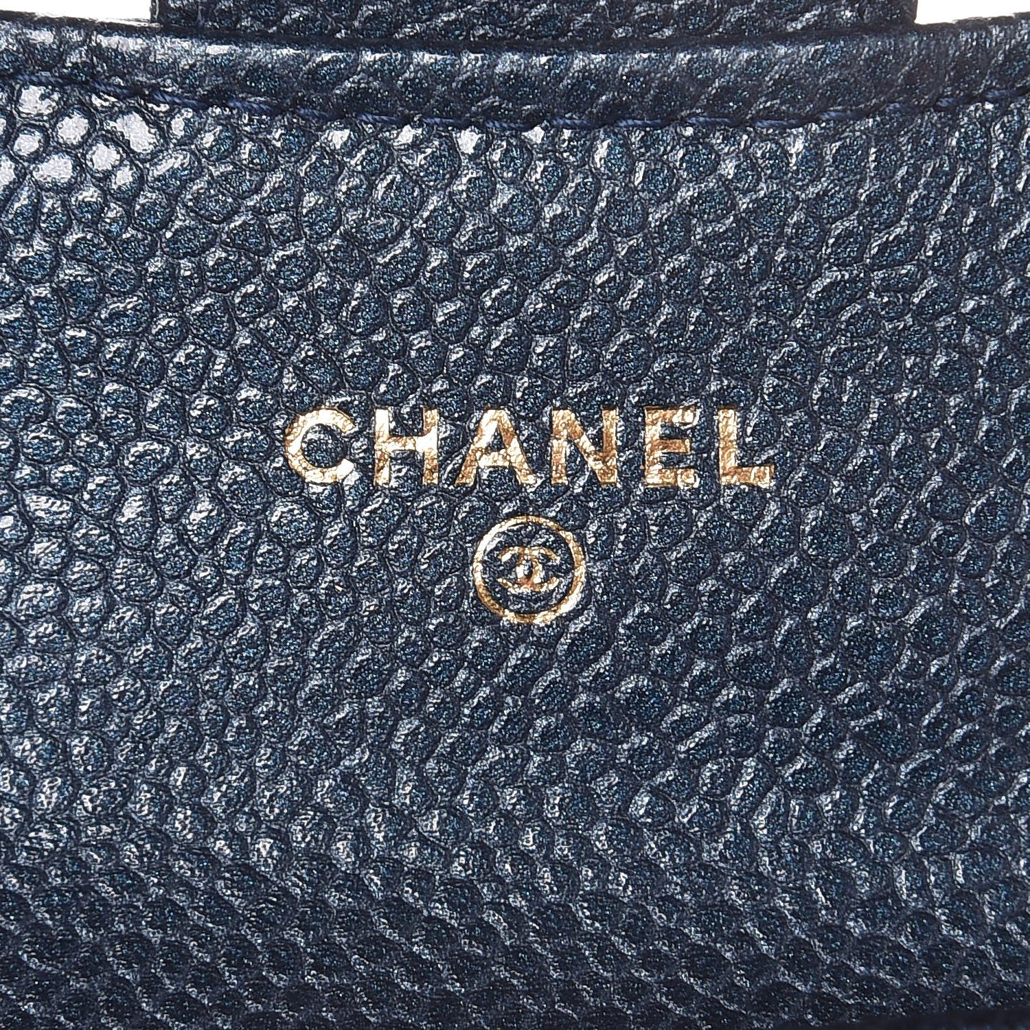 Chanel Metallic Caviar Quilted Flap Card Holder Dark Blue 6 of 9