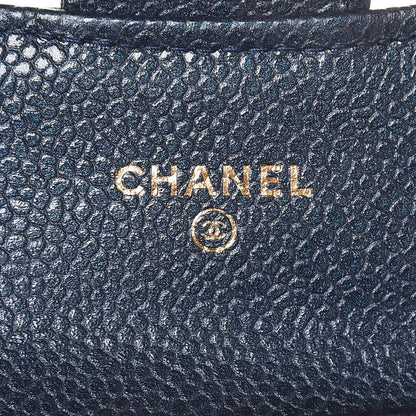 Chanel Metallic Caviar Quilted Flap Card Holder Dark Blue 6 of 9