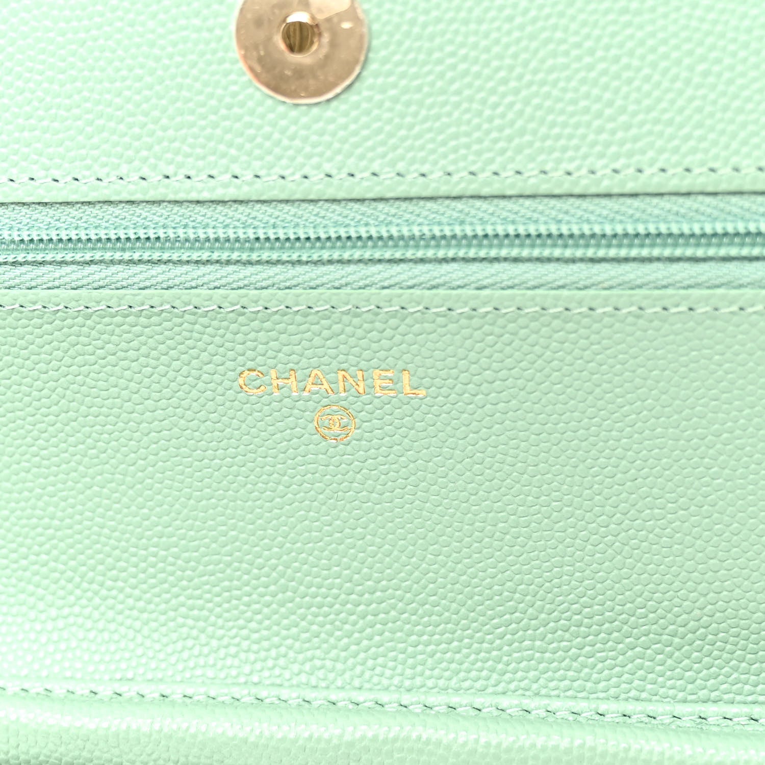 Chanel Caviar Quilted Wallet on Chain WOC Light Green 6 of 11