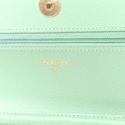 Chanel Caviar Quilted Wallet on Chain WOC Light Green 6 of 11