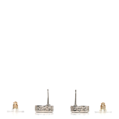 Chanel Metal Round CC Earrings Silver 3 of 5