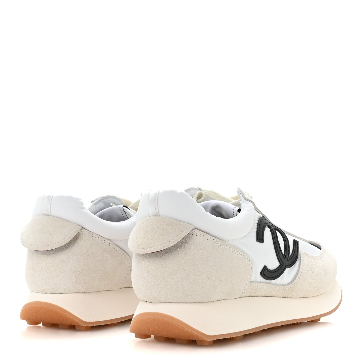 Fabric Calfskin Suede CC Sneakers 39 Ivory Black