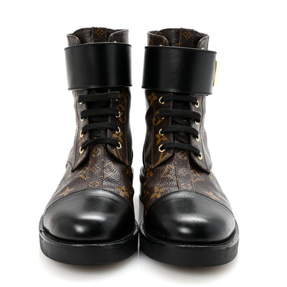 Louis Vuitton Calfskin Monogram Wonderland Flat Ranger Boots 39.5 Black 3 of 7