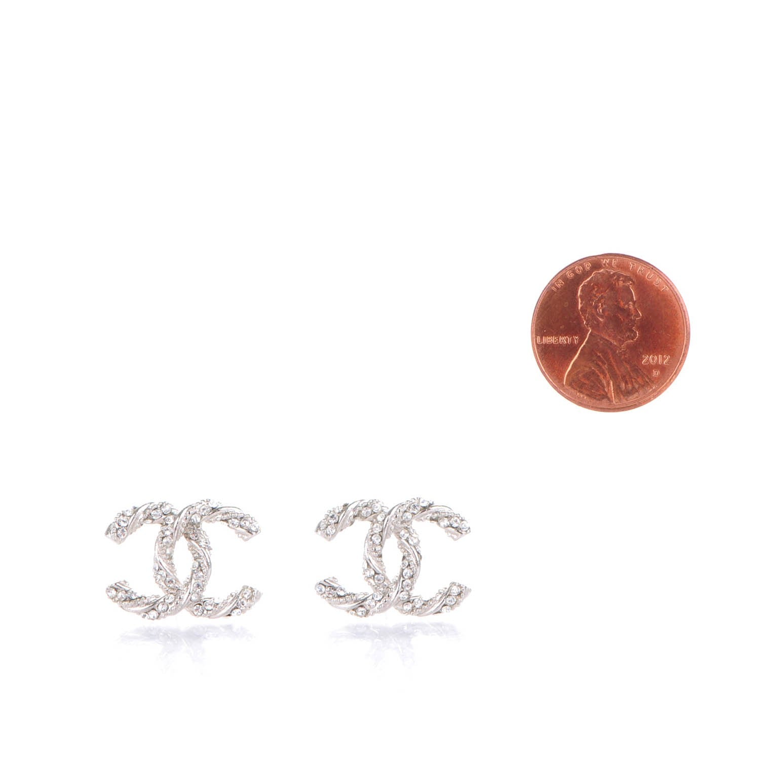 Chanel Crystal CC Twisted Earrings Silver 2 of 5