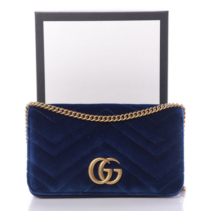 Gucci Velvet Matelasse GG Marmont Mini Bag Cobalt Blue 12 of 12