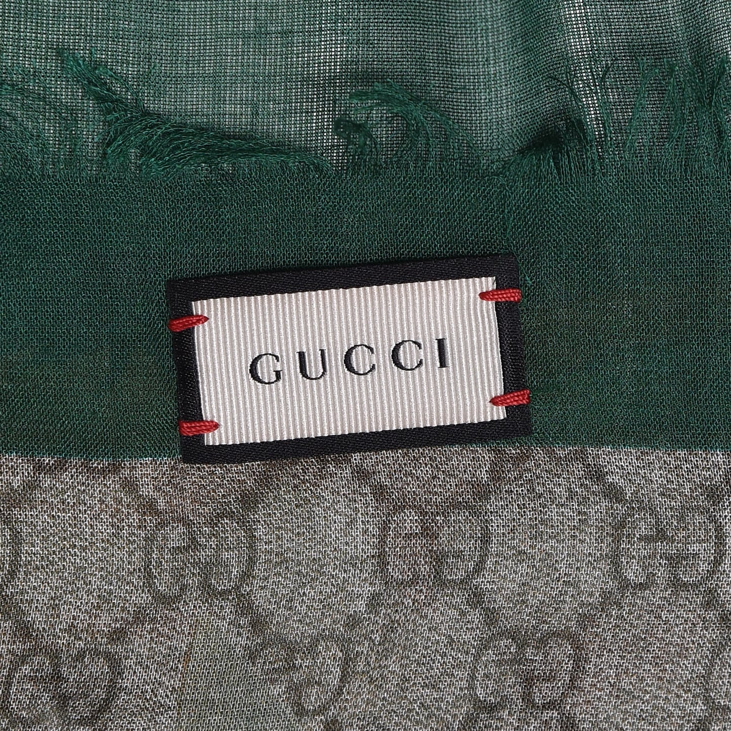 Modal Silk GG Monogram GG Tian Shawl Scarf Green Dark Green