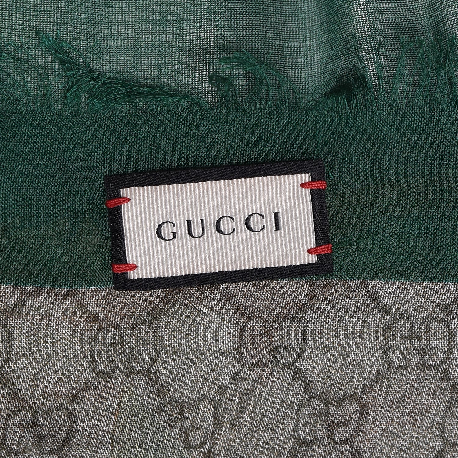 Gucci Modal Silk GG Monogram GG Tian Shawl Scarf Green Dark Green 6 of 6