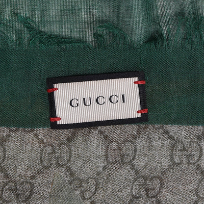 Gucci Modal Silk GG Monogram GG Tian Shawl Scarf Green Dark Green 6 of 6