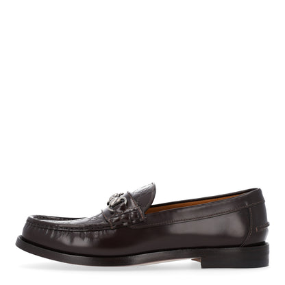 Gucci Calfskin GG Embossed Horsebit Loafers 8 Cocoa 1 of 11