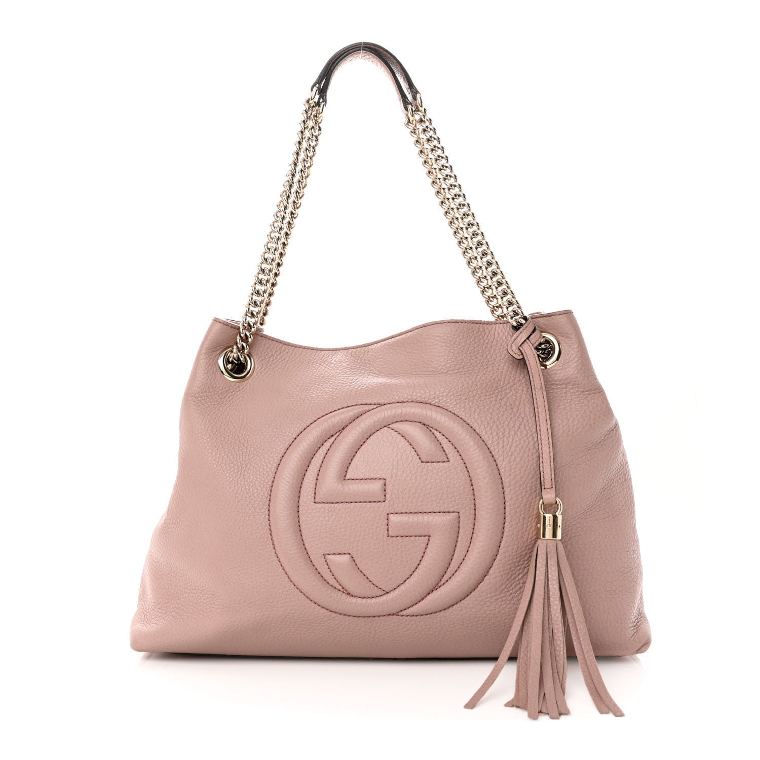 Gucci Pebbled Calfskin Medium Soho Chain Shoulder Bag Dark Cipria 1 of 21