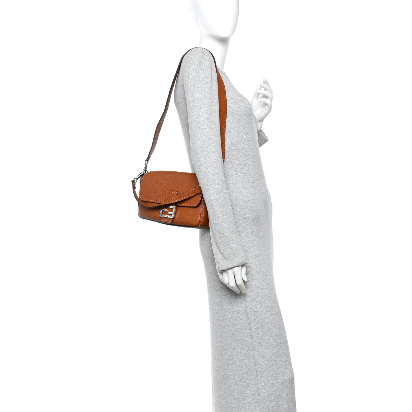 Cuoio Roma Sellerissima Nappa Sintetica Tape Stitch Baguette Brandy