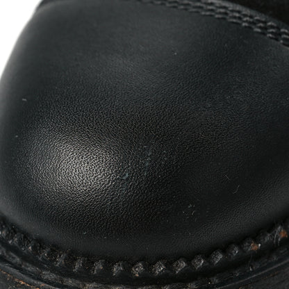 Chanel Suede Calfskin Quilted CC Lace Up Combat Boots 36 Black 8 of 8