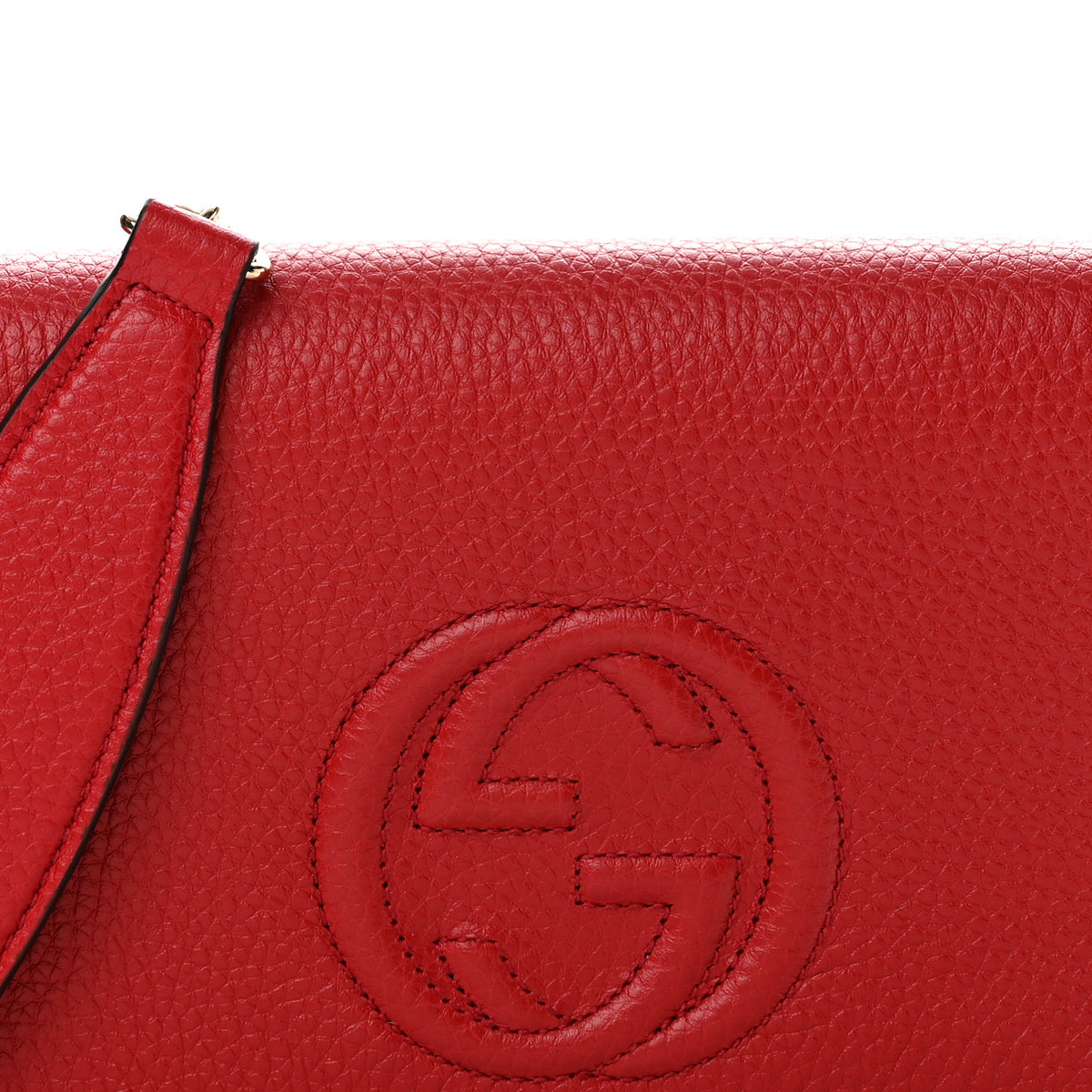 Pebbled Calfskin Soho Wallet On Chain Vibrant Red