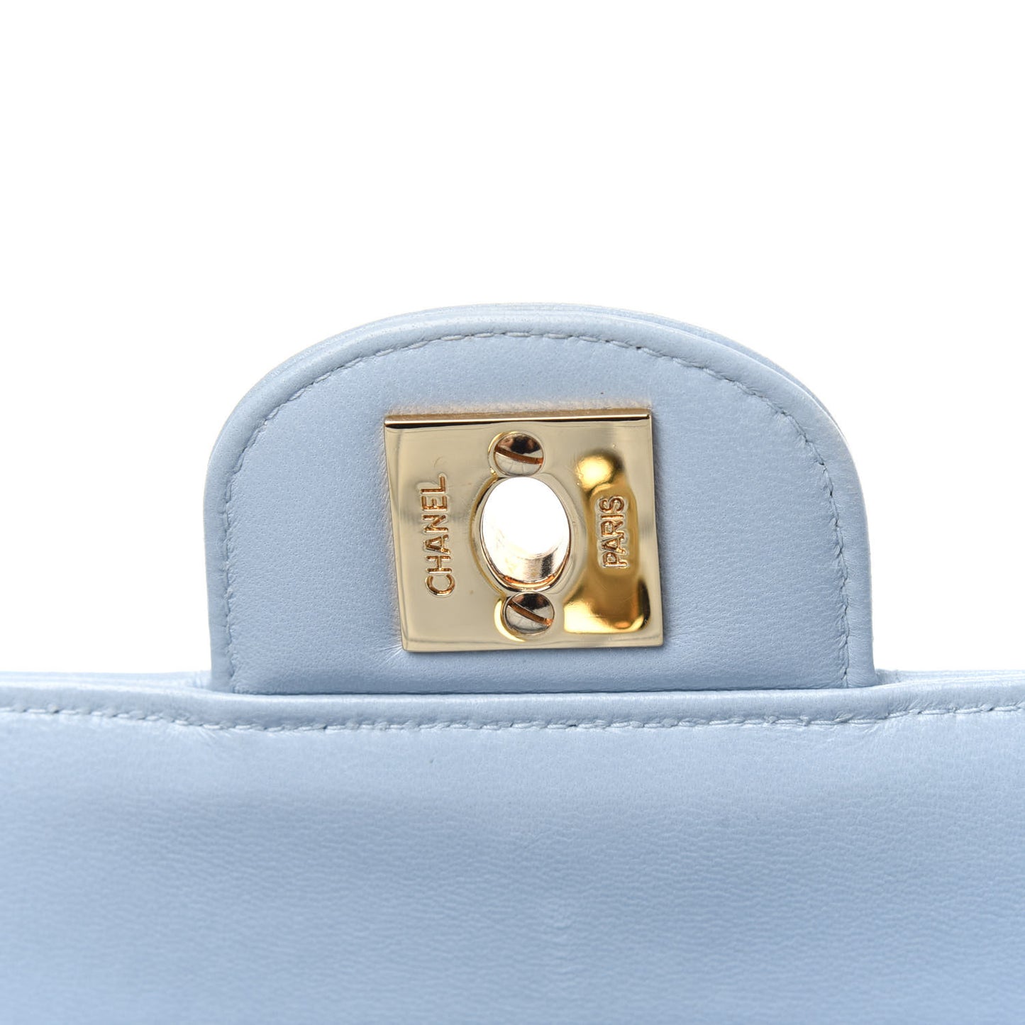 Lambskin East West Chocolate Bar Flap Light Blue