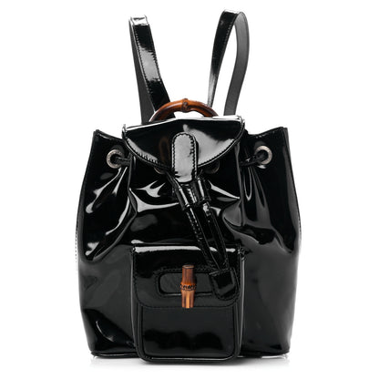 Gucci Patent Bamboo Mini Backpack Black 1 of 11