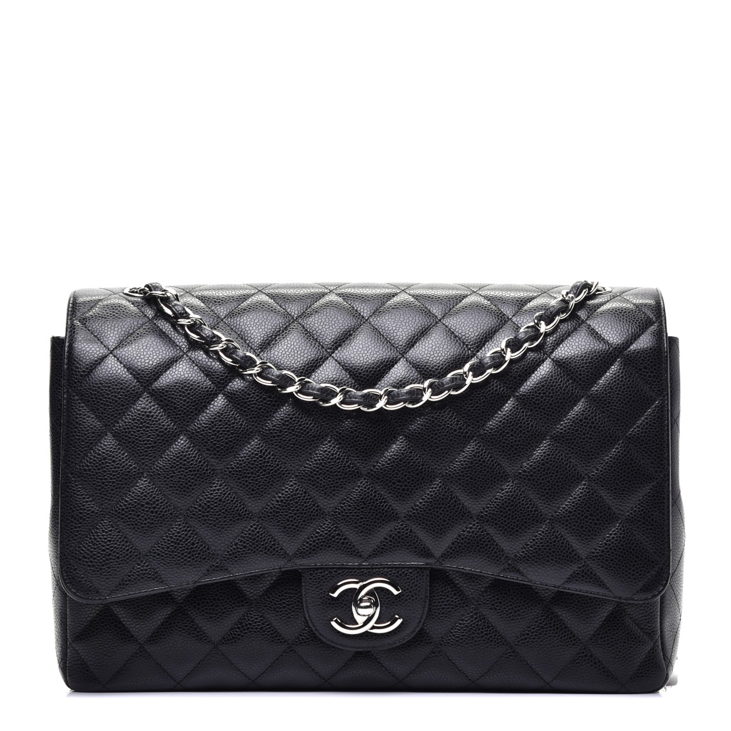 Caviar Quilted Maxi Double Flap Black