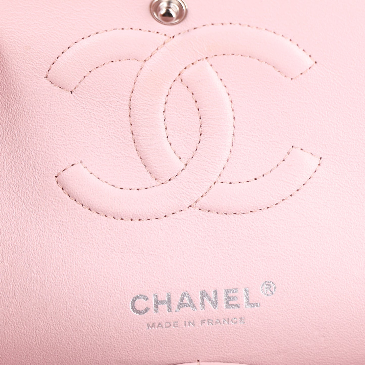 Lambskin Quilted Medium Double Flap Light Pink