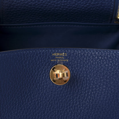 Hermes Taurillon Clemence Mini Lindy 20 Deep Bleu 9 of 12