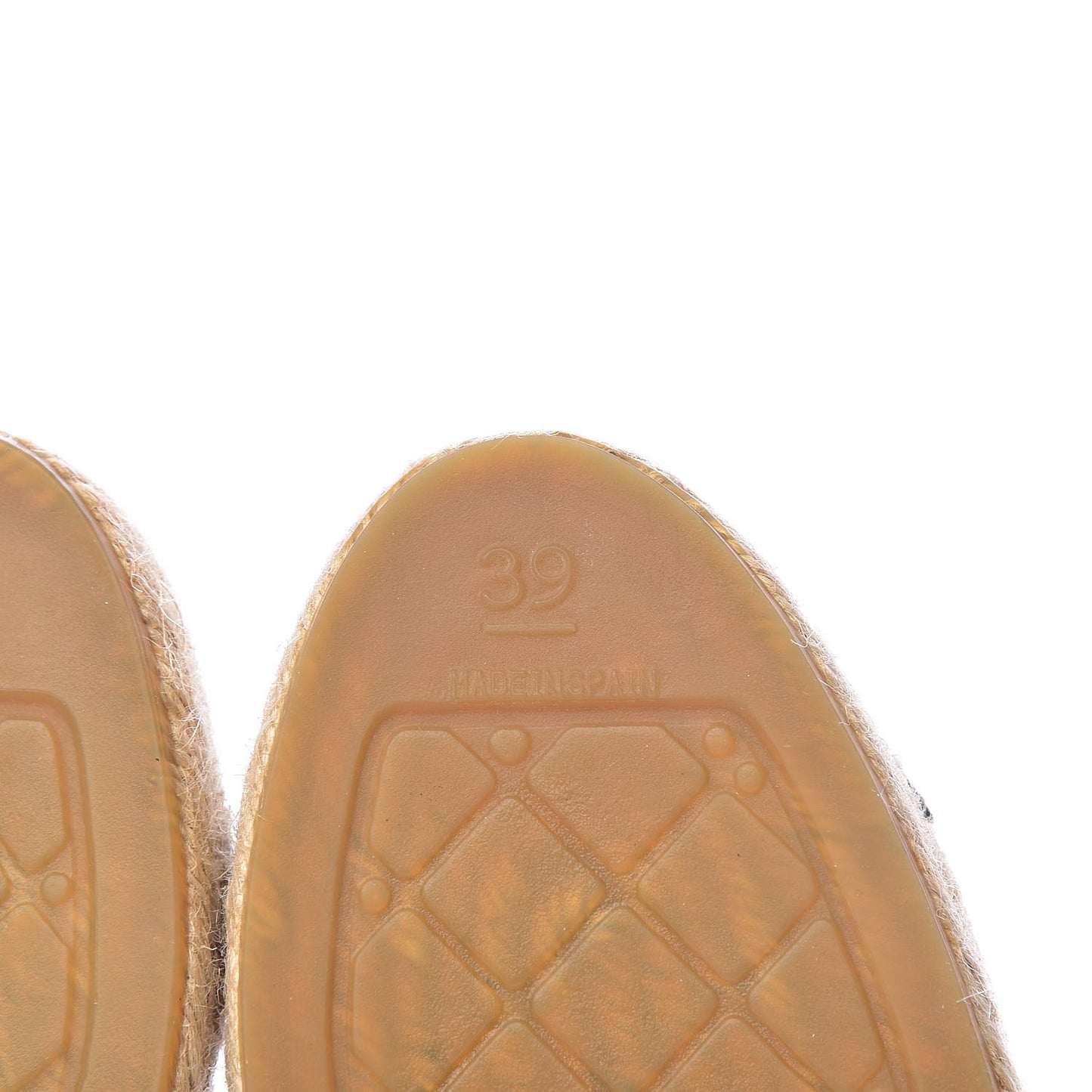 Lambskin Grosgrain Quilted CC Chain Espadrilles 39 Beige Black