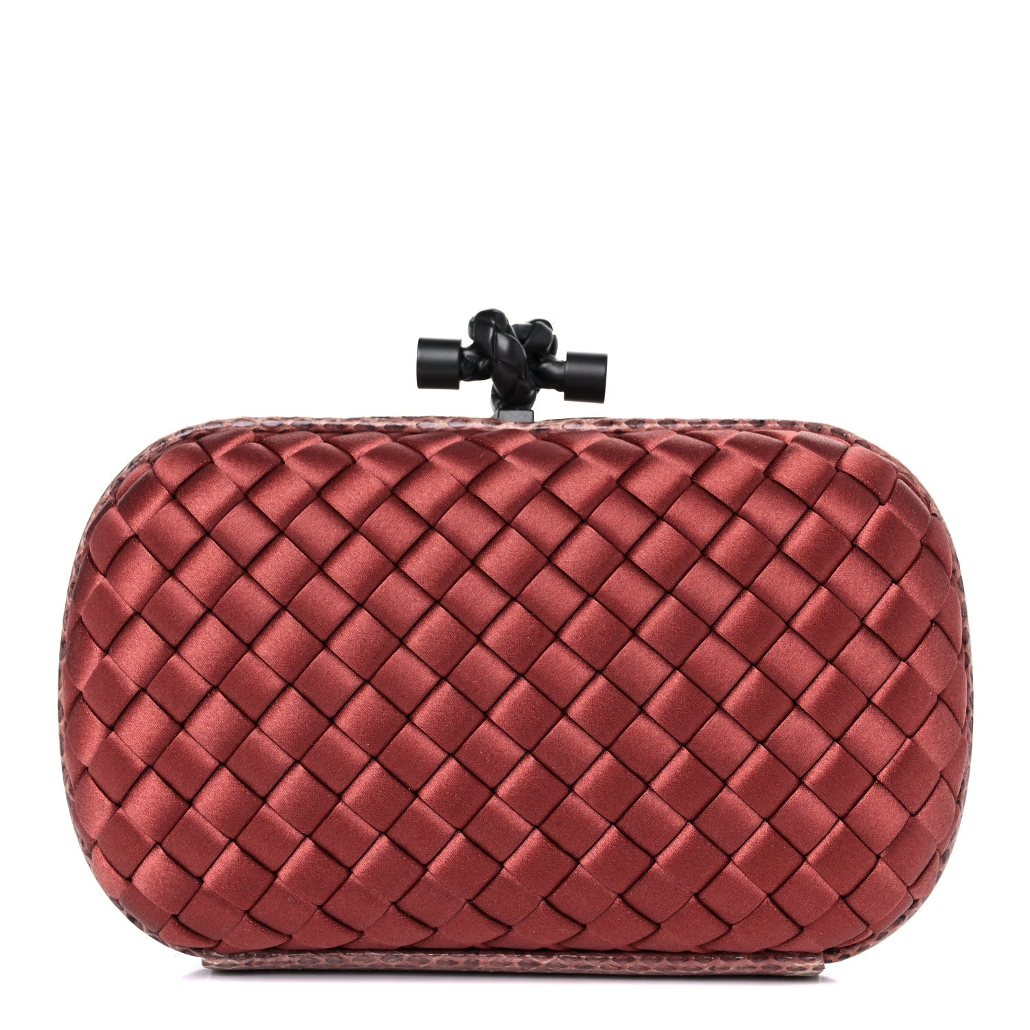 Bottega Veneta Satin Intreccio Impero Ayers Knot Clutch Red 1 of 10