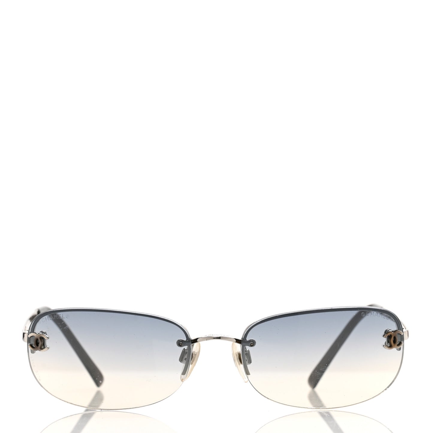 Metal CC Frameless Sunglasses 4099 Blue Silver