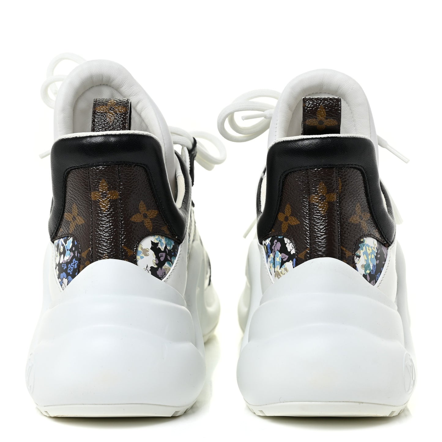 Flower Printed Calfskin Monogram LV Archlight Sneakers 38.5 Black Blue
