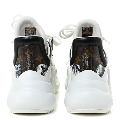 Louis Vuitton Flower Printed Calfskin Monogram LV Archlight Sneakers 38.5 Black Blue 4 of 17