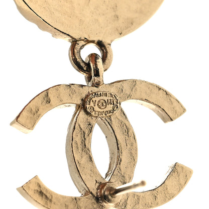 Chanel Crystal CC Medallion Drop Earrings Gold 4 of 4