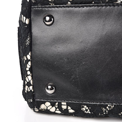 Valentino Garavani Satin Lace Satchel Black 19 of 20