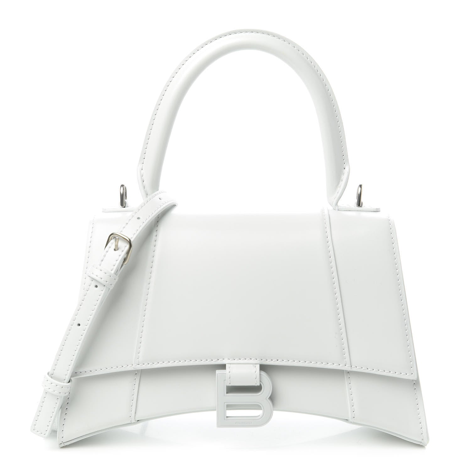 Balenciaga Shiny Box Calfskin Tonal B Small Hourglass Top Handle Bag White 1 of 11