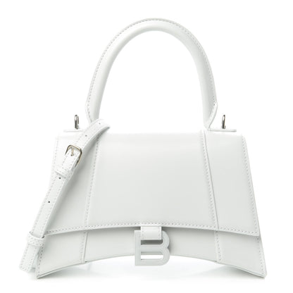 Balenciaga Shiny Box Calfskin Tonal B Small Hourglass Top Handle Bag White 1 of 11