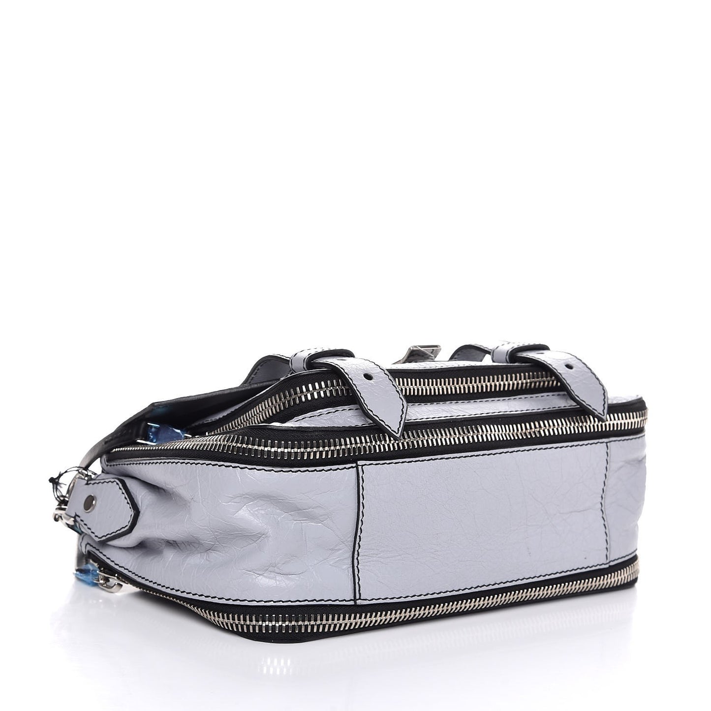 Paper Lambskin Tiny PS1 Plus Zip Satchel Dove Grey