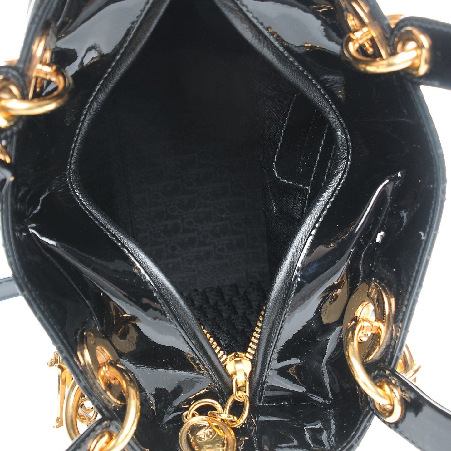 Patent Cannage Medium Lady Dior Black