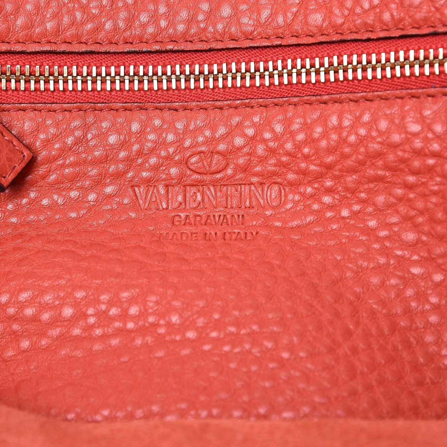 Valentino Garavani Grained Calfskin Small Rockstud Tote Deep Coral 6 of 9