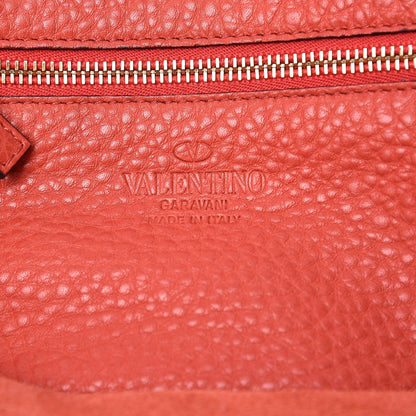 Valentino Garavani Grained Calfskin Small Rockstud Tote Deep Coral 6 of 9