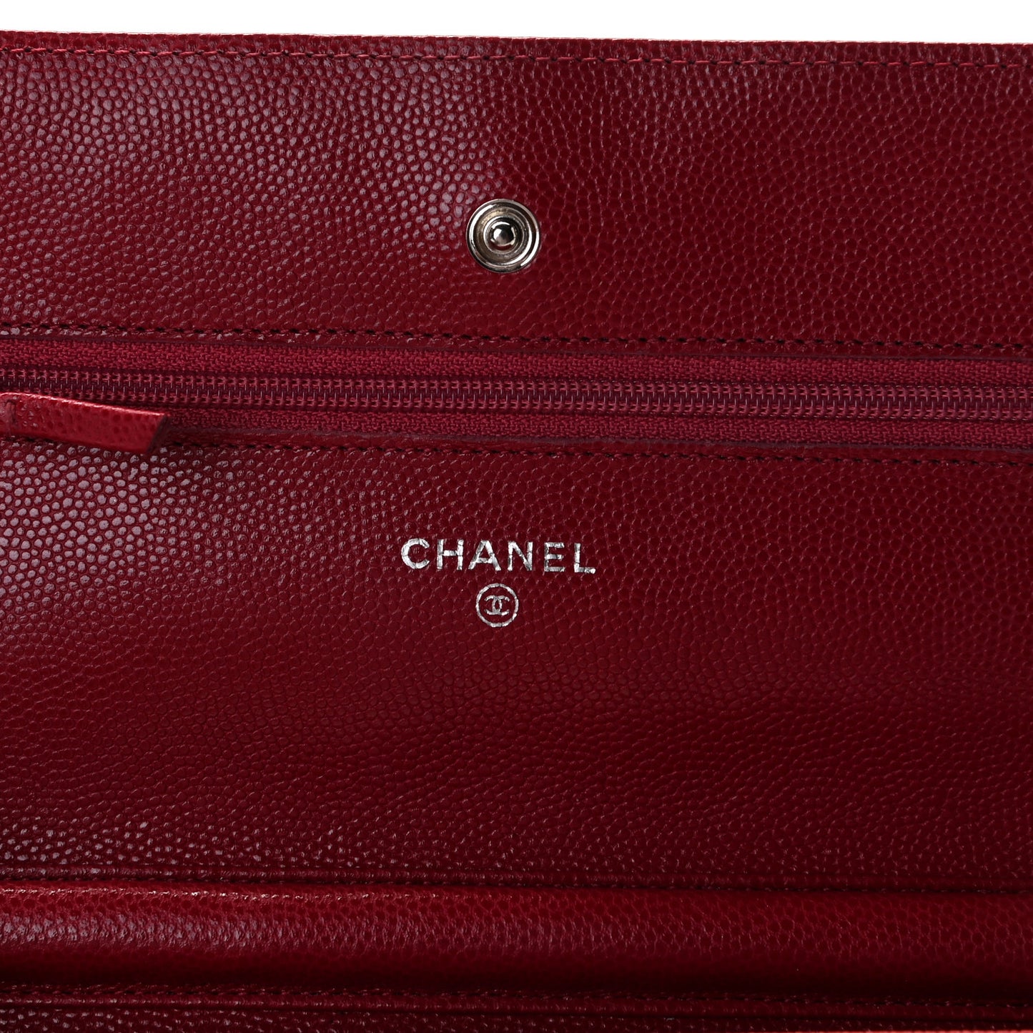 Caviar Quilted Wallet On Chain WOC Dark Red