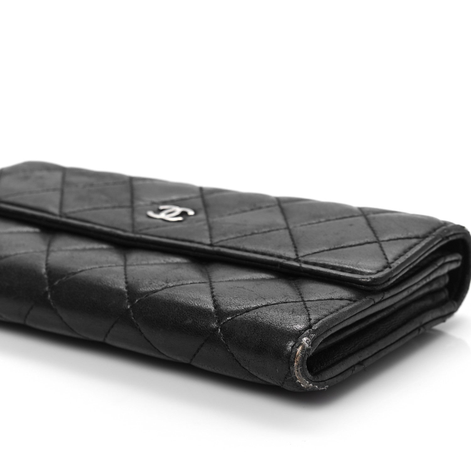 Chanel Lambskin Quilted Large Gusset Flap Wallet Black 8 of 12
